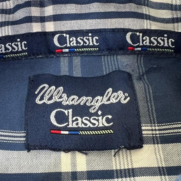Wrangler XXL Blue Plaid Button-Down Shirt - Picture 4 of 4